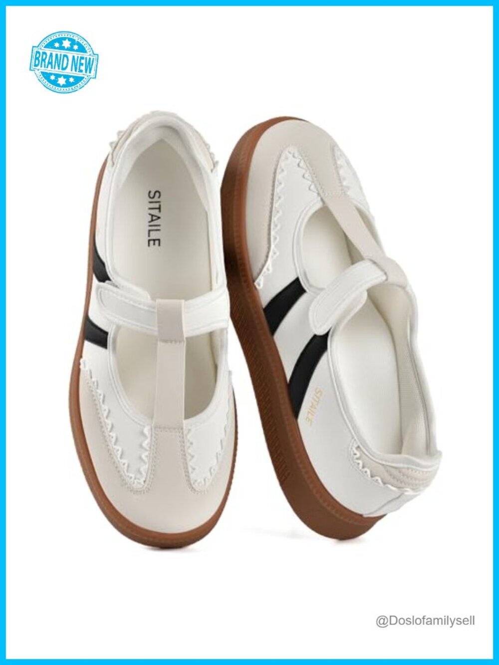 Mary Jane Sneakers Ballet Flats Faux Leather Walking Shoes